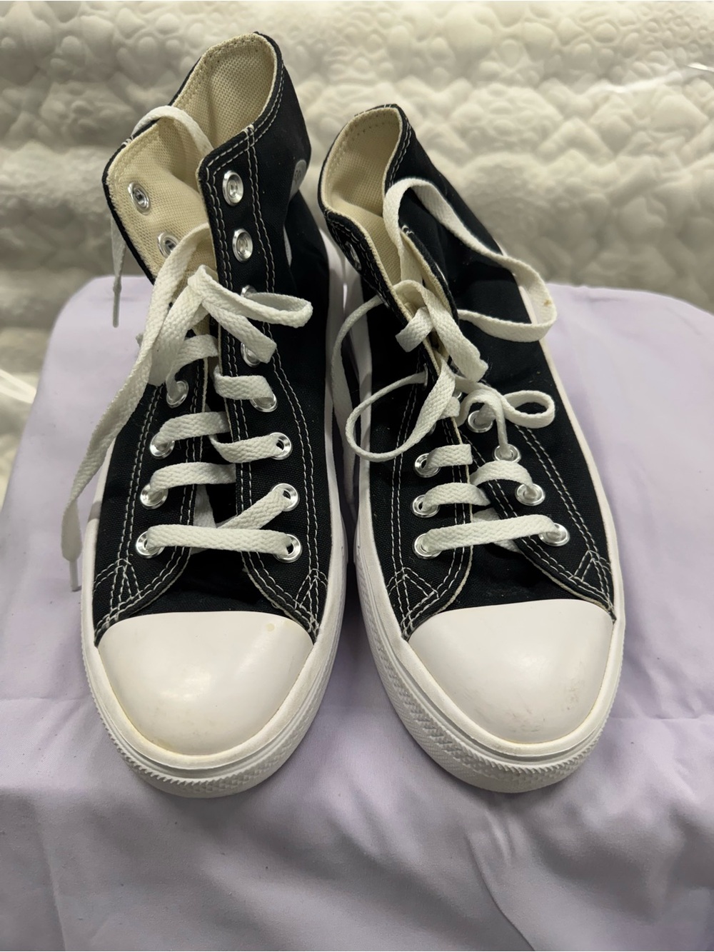 Converse Black and White High-Top platform Canvas Sneakers - Women